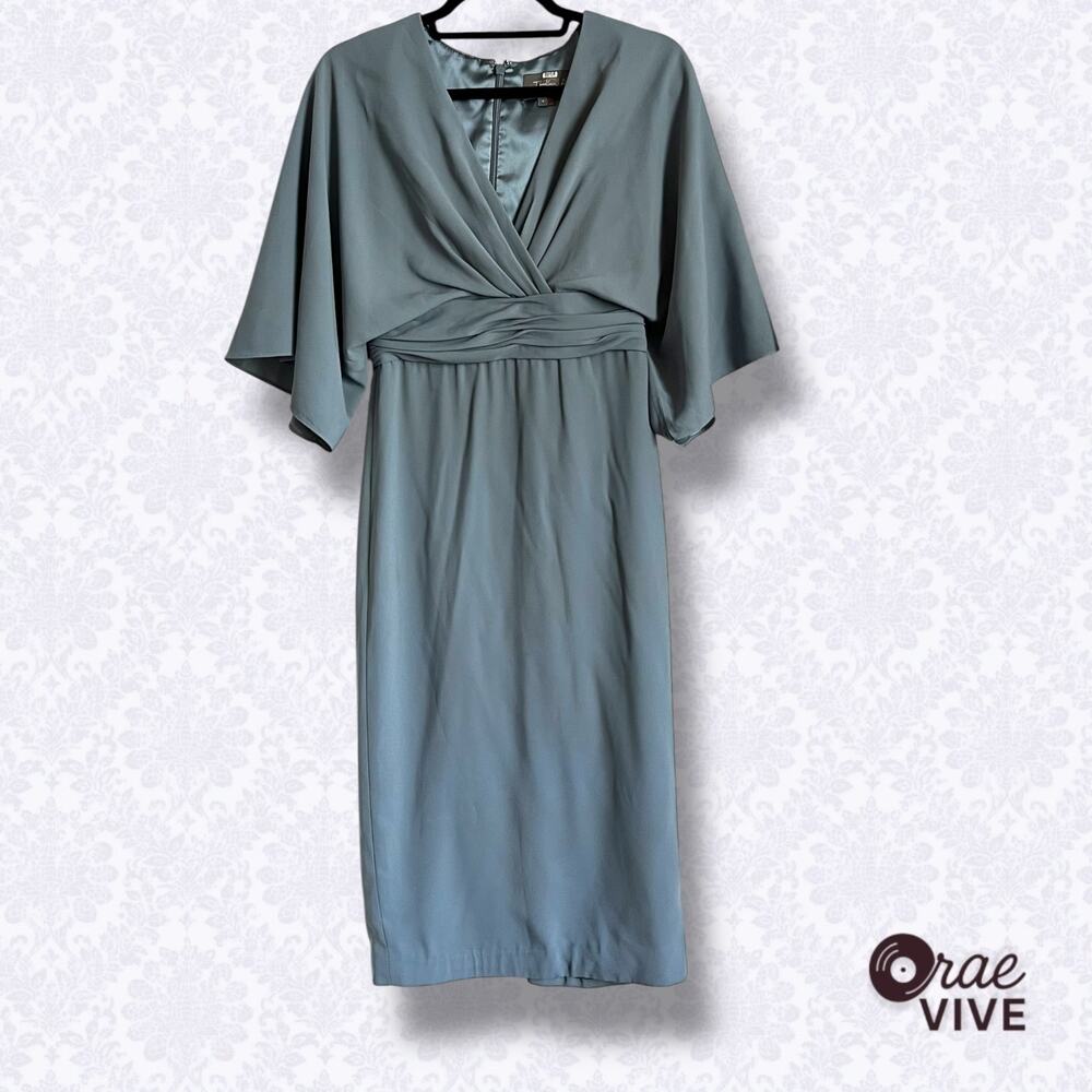 Theia Teal Midi Dress